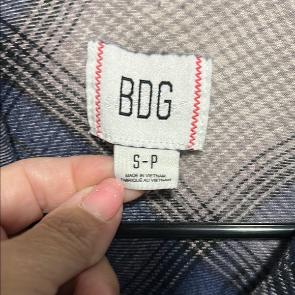 BDG Navy and Tan Checkered Shirt - Picture 2 of 8